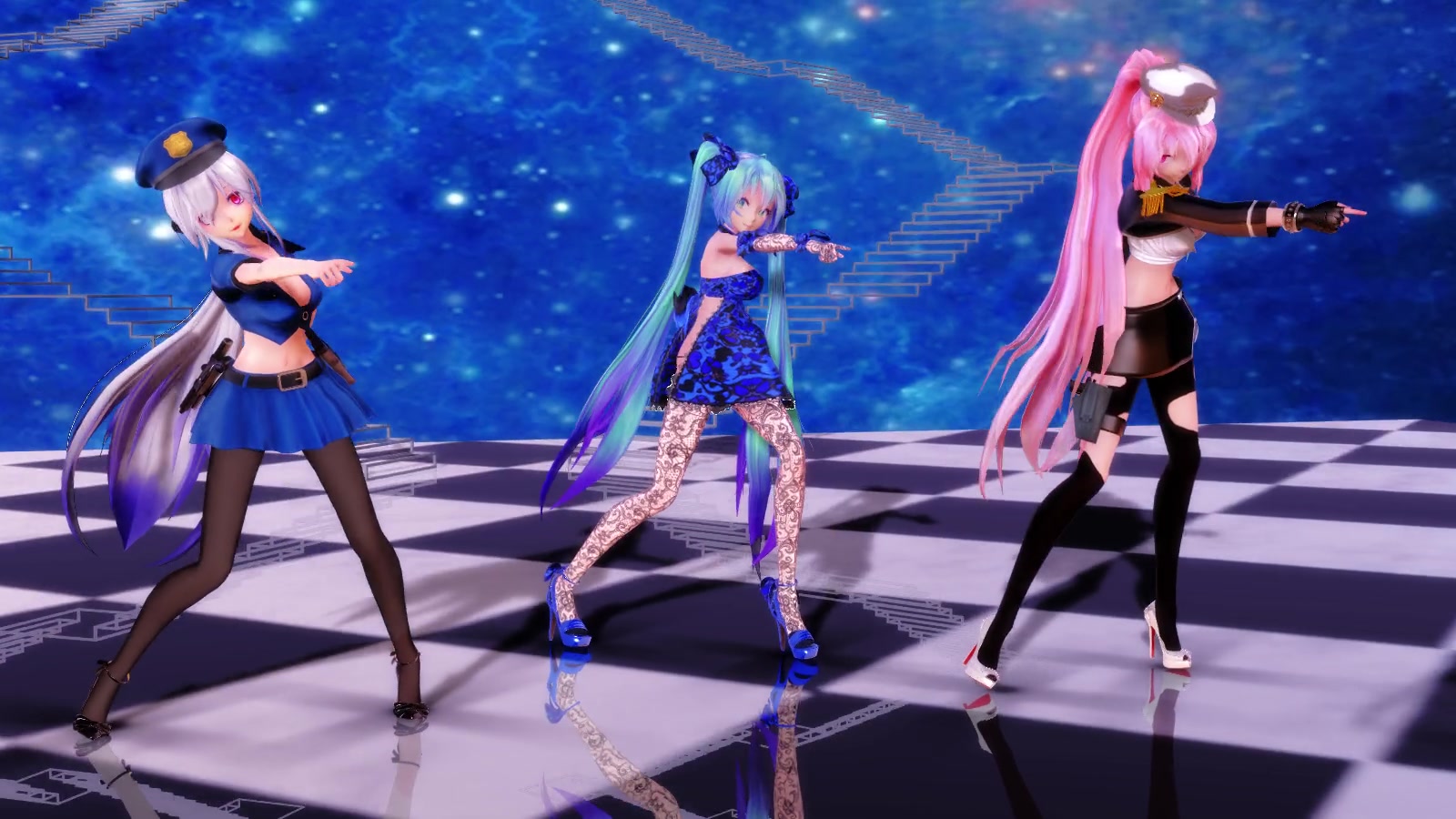 【mmd】初音-弱音-巡音-美如画--!