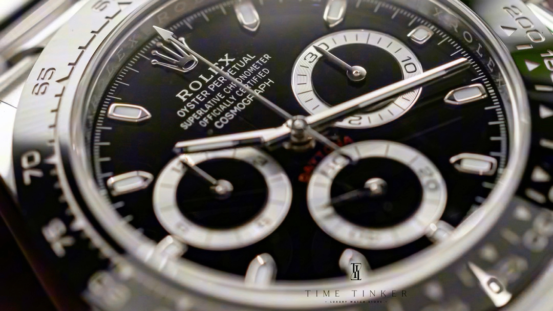 劳力士黑钢迪116500,迪通拿系列,直径40mm,纯黑色表盘搭配银色计时针