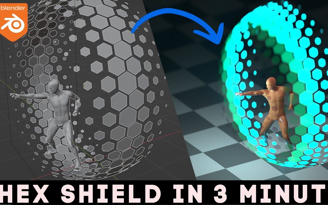 Blender 几何节点制作六边形防御盾动画(中英文字幕)哔哩哔哩bilibili