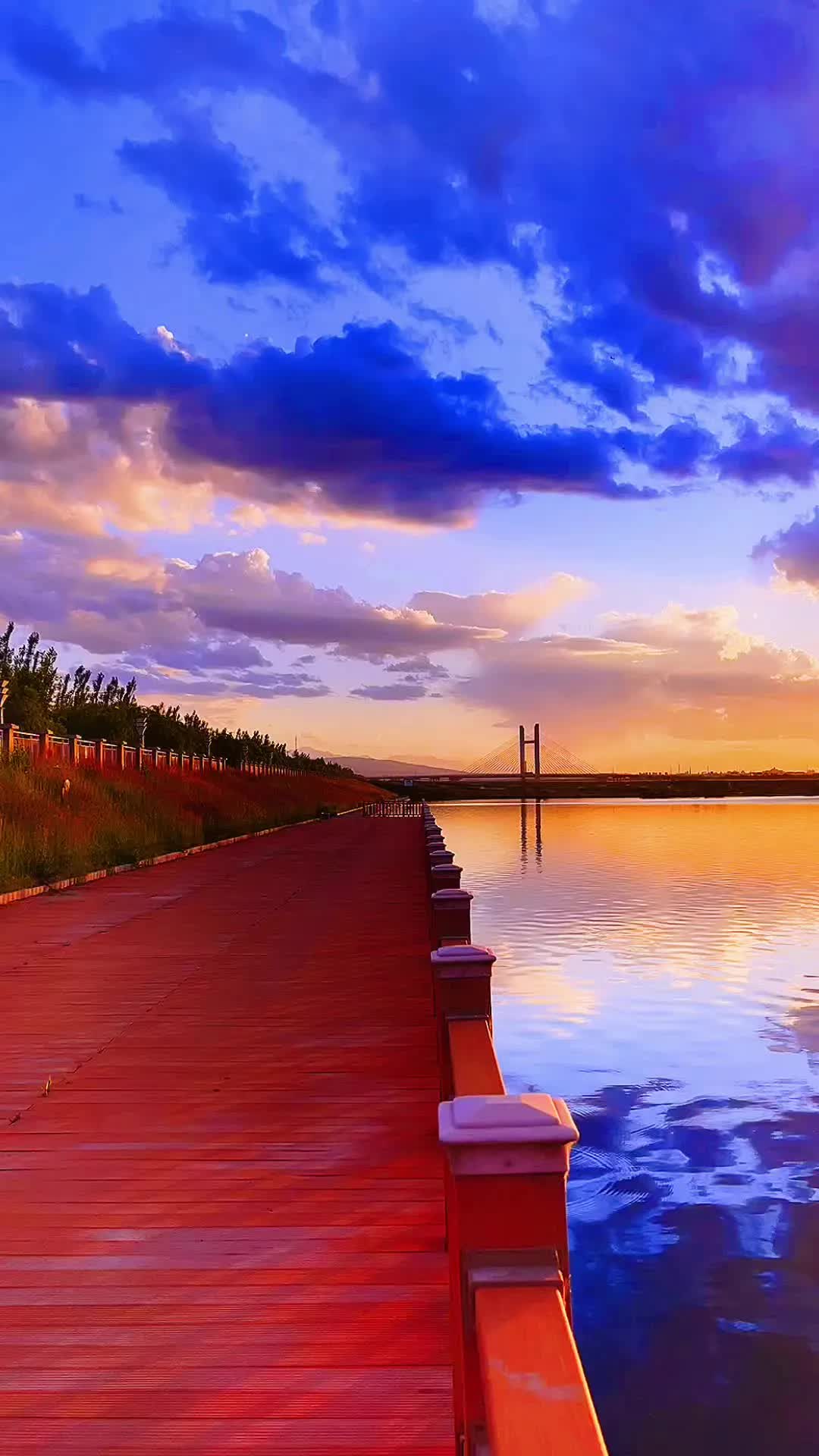 北大河晚霞夕阳西下落日余晖_哔哩哔哩_bilibili