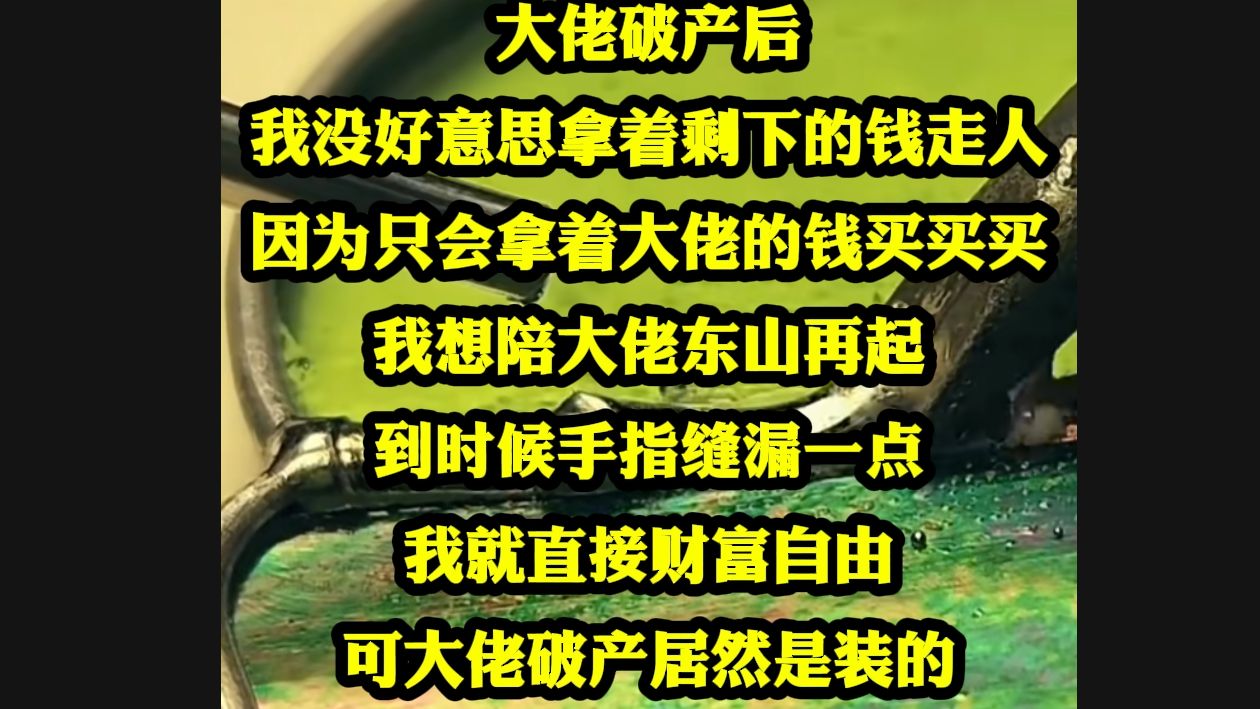 [图]《绯绯无想2》大佬破产后，我没好意思拿着剩下的钱走人，因为我只会拿着大佬的钱买买买，我想陪大佬东山再起，到时候手指缝漏一点，我就直接财富自由，可大佬破产居然