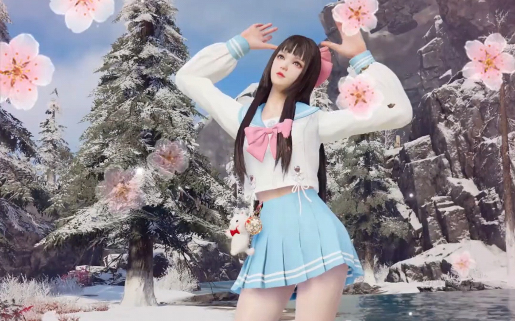 永劫无间胡桃jk制服展示,袜子太丑了