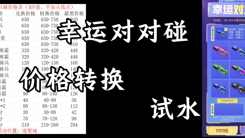 幸运对对碰:价格+试水+注意事项!CF手游