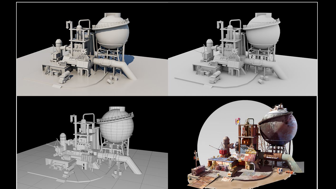 【3dmax建模】废弃工厂场景模型制作,3D建模零基础案例教程,3Dmax场景布线教学哔哩哔哩bilibili