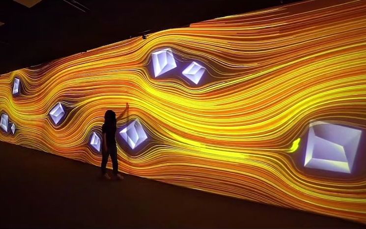{流光}沉浸式互动投影公共空间互动装置内容素材支持定制墙面触摸互动