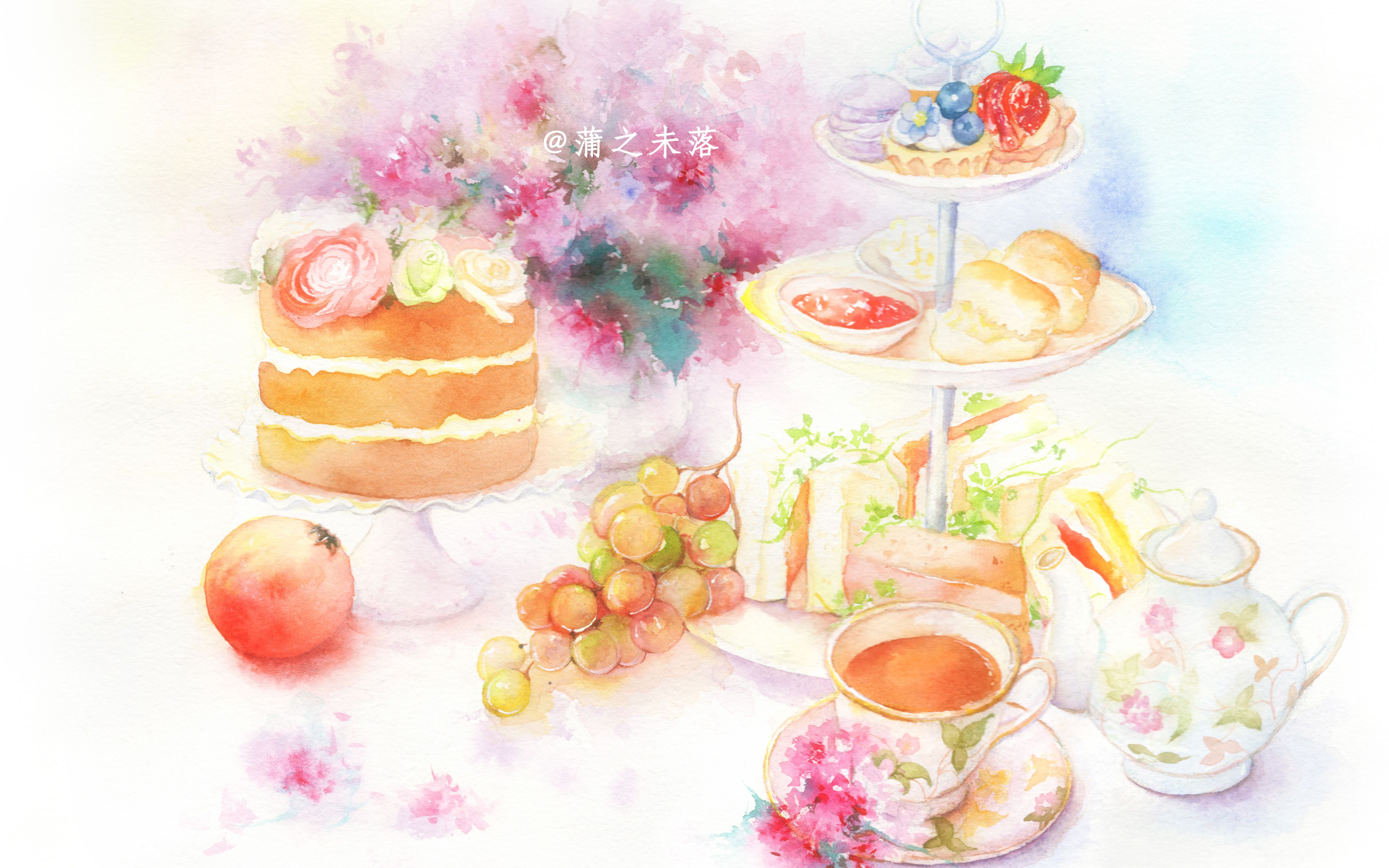 水彩画《梦中的下午茶》绘画过程欣赏