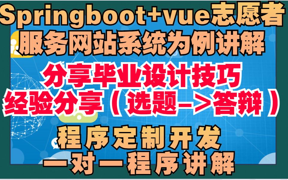 以Springboot+vue志愿者网站系统为例讲解计算机毕业设计 涵盖毕业设计选题到毕设答辩整个过程 不怕有不会的 关键要用心 idea 前后端分离哔哩哔哩bilibili