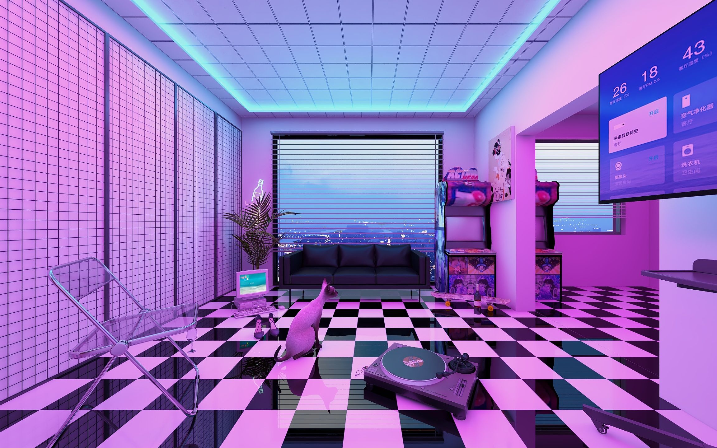 活动作品第一次用酷家乐做出vaporwave风格