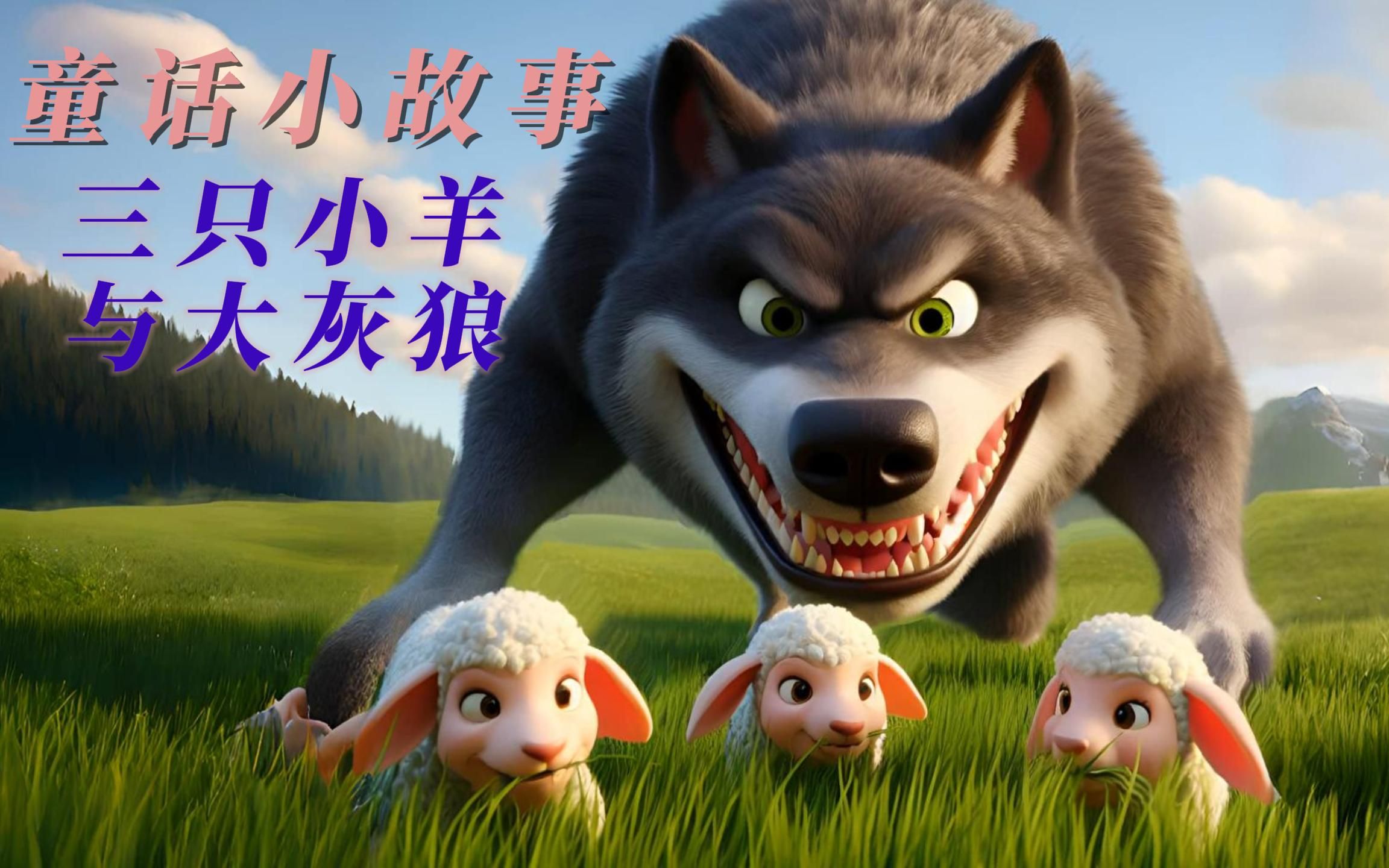 童话故事:大灰狼和三只小羊