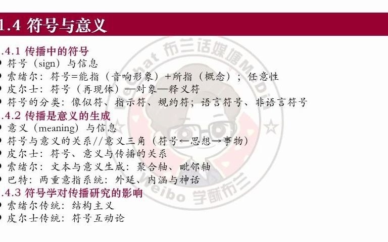 [图]符号学对传播研究的影响（Keywords：结构主义、符号互动论、《传播学教程》《大众传播理论：范式与流派》）