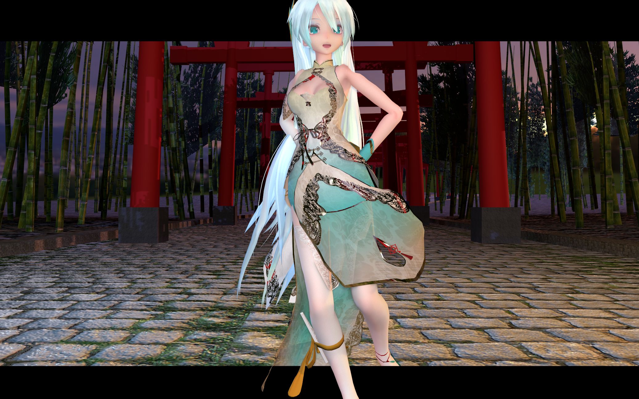 青鸾旗袍言和云裳起舞羽衣飘摇2k60fps固定镜头