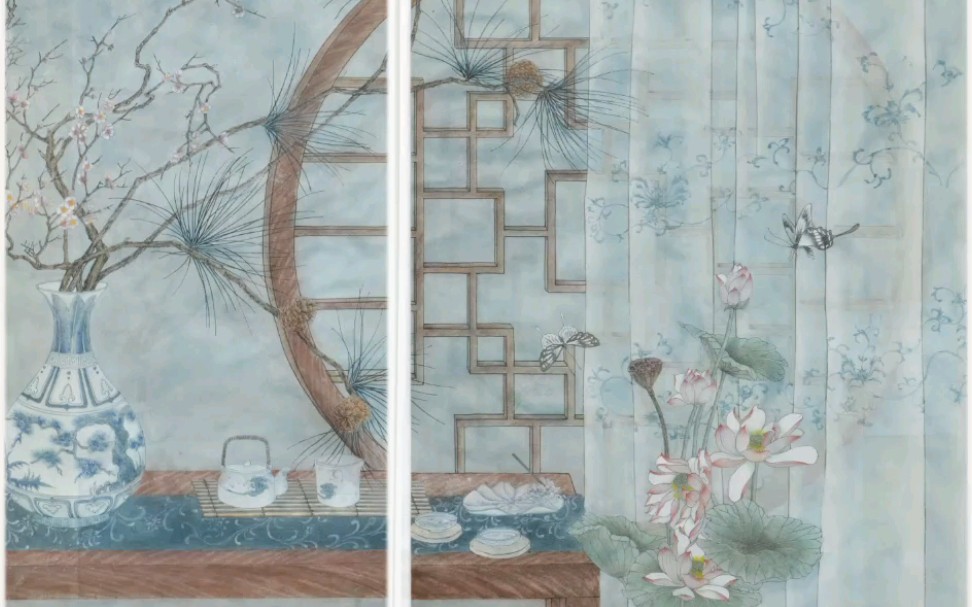 【工笔画】心超物外,身处人间 | 国画情侣用画笔演绎"向往的生活"