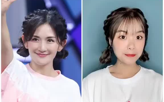 快乐大本营谢娜 手残一看就会的减龄双丸子头
