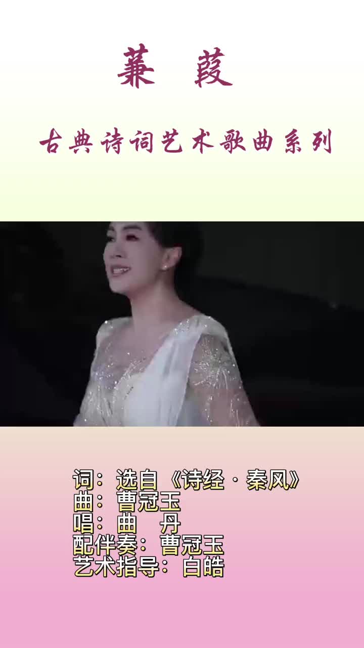 蒹葭曲丹 今日古典诗词艺术系列歌曲《蒹葭》全网上线. 原创歌曲 弘扬和传承民族文化哔哩哔哩bilibili