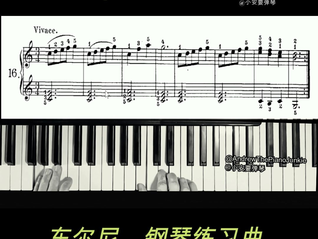 练习 16,车尔尼 作品823《小钢琴家》 | exercise no. 16, czerny op.