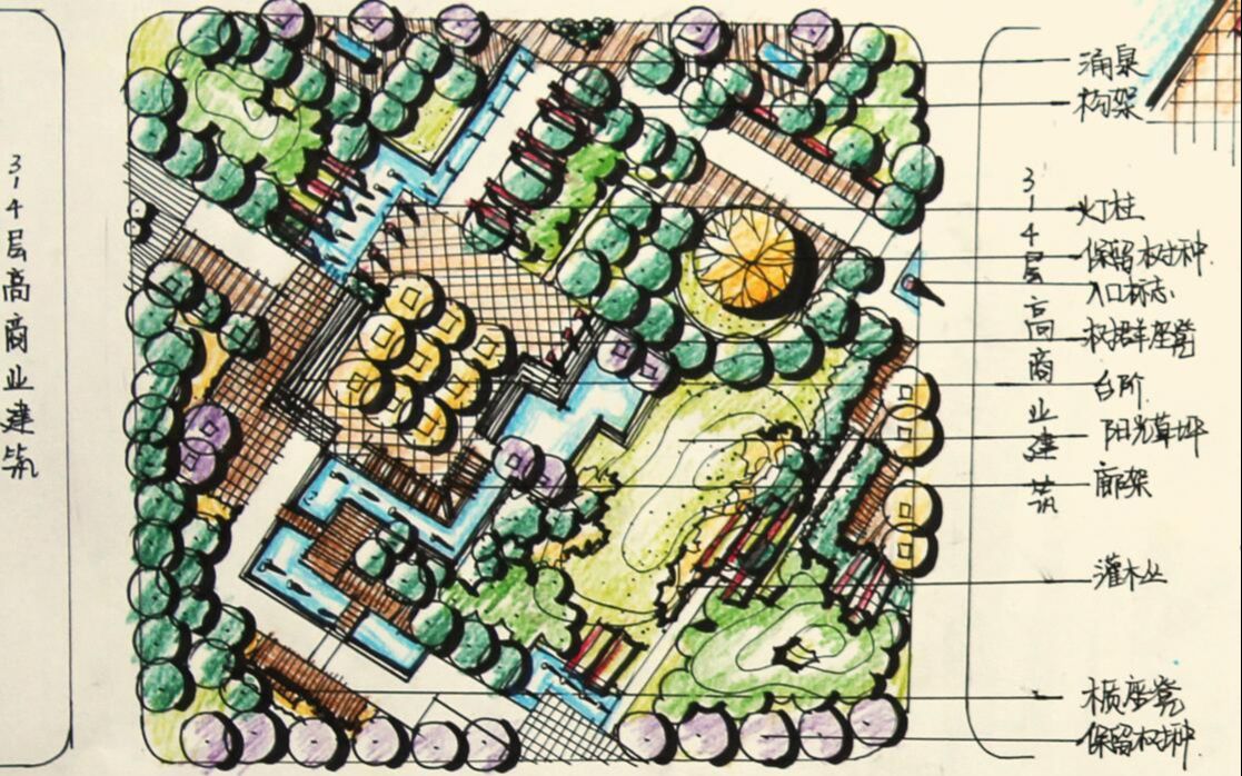 校园绿化设计手绘图片
