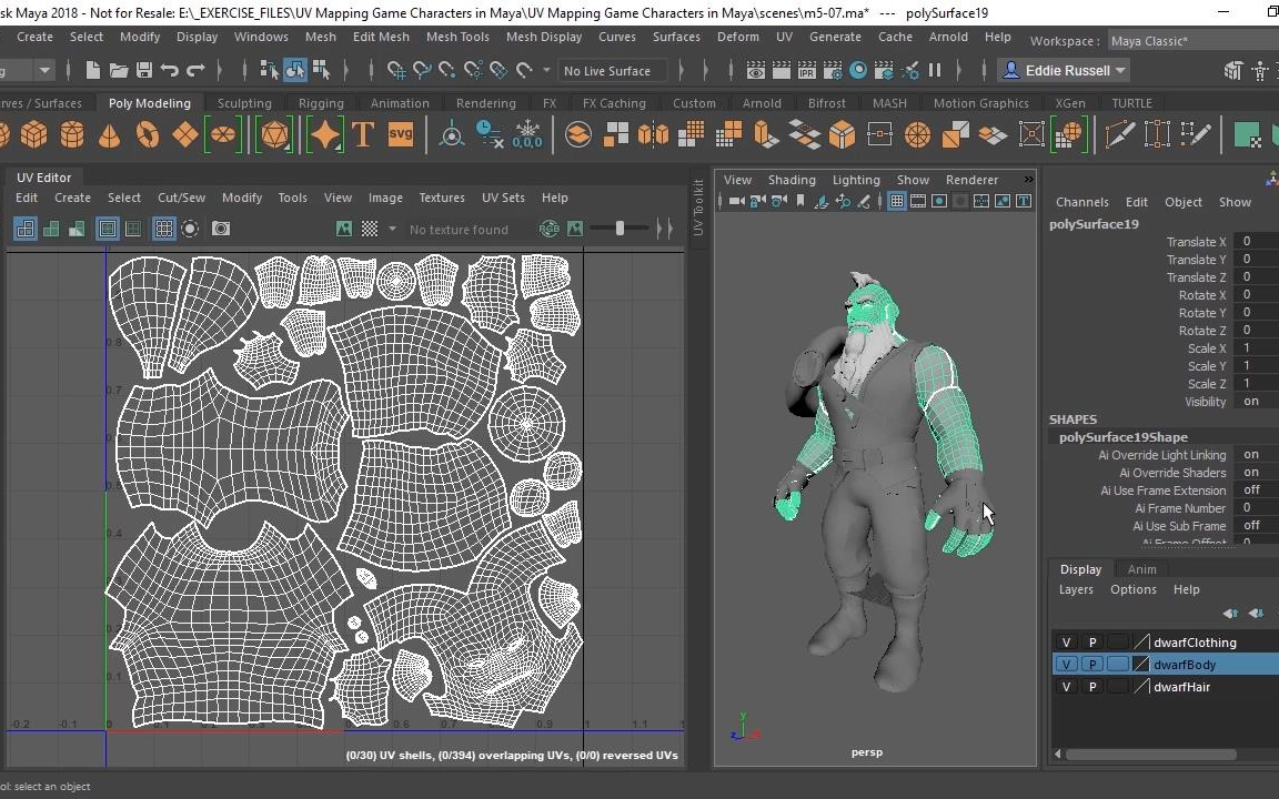 【maya】游戏角色uv映射教程
