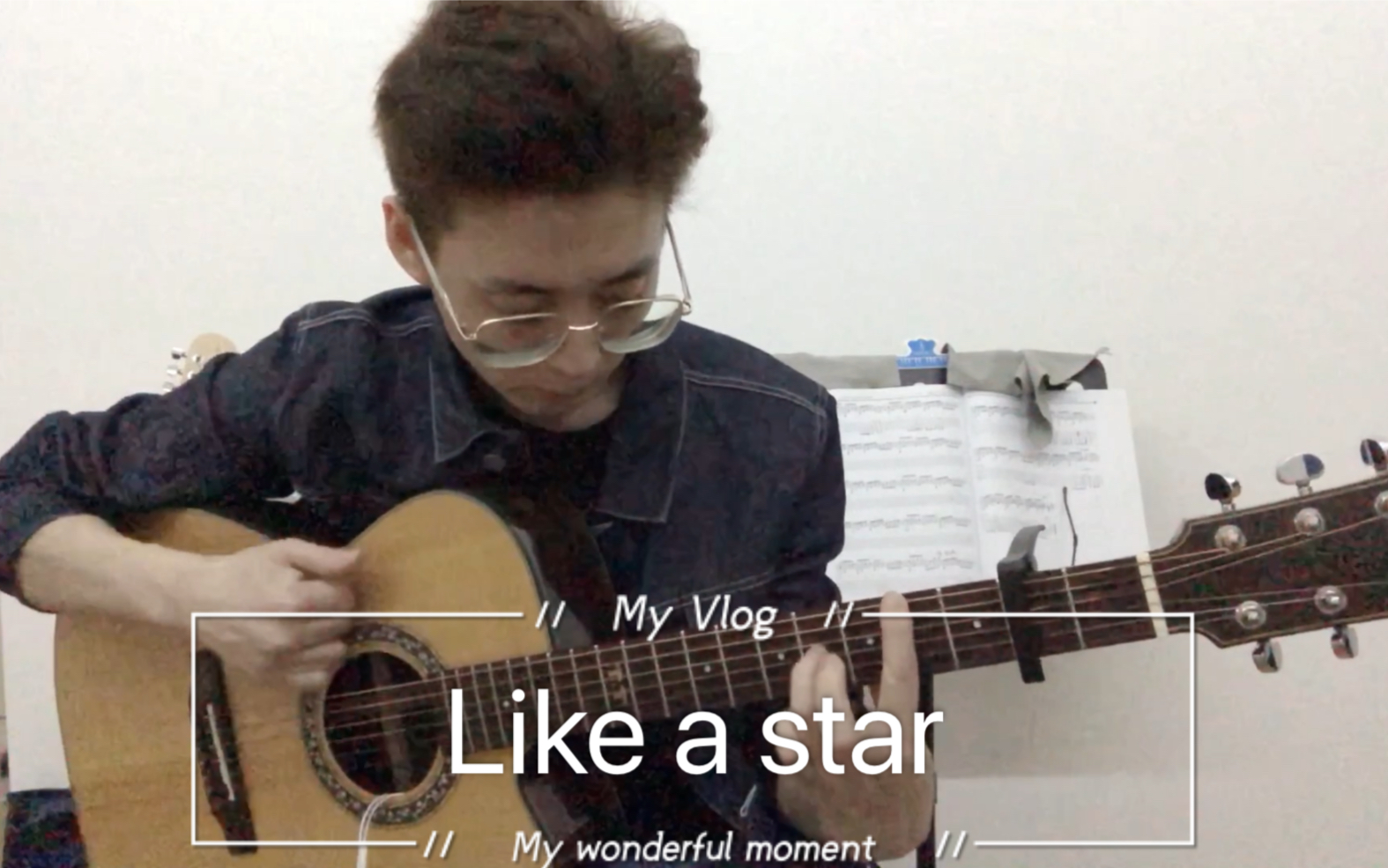 吉他指彈 like a star (cover)比起上次的視頻進步了,勉強能聽了