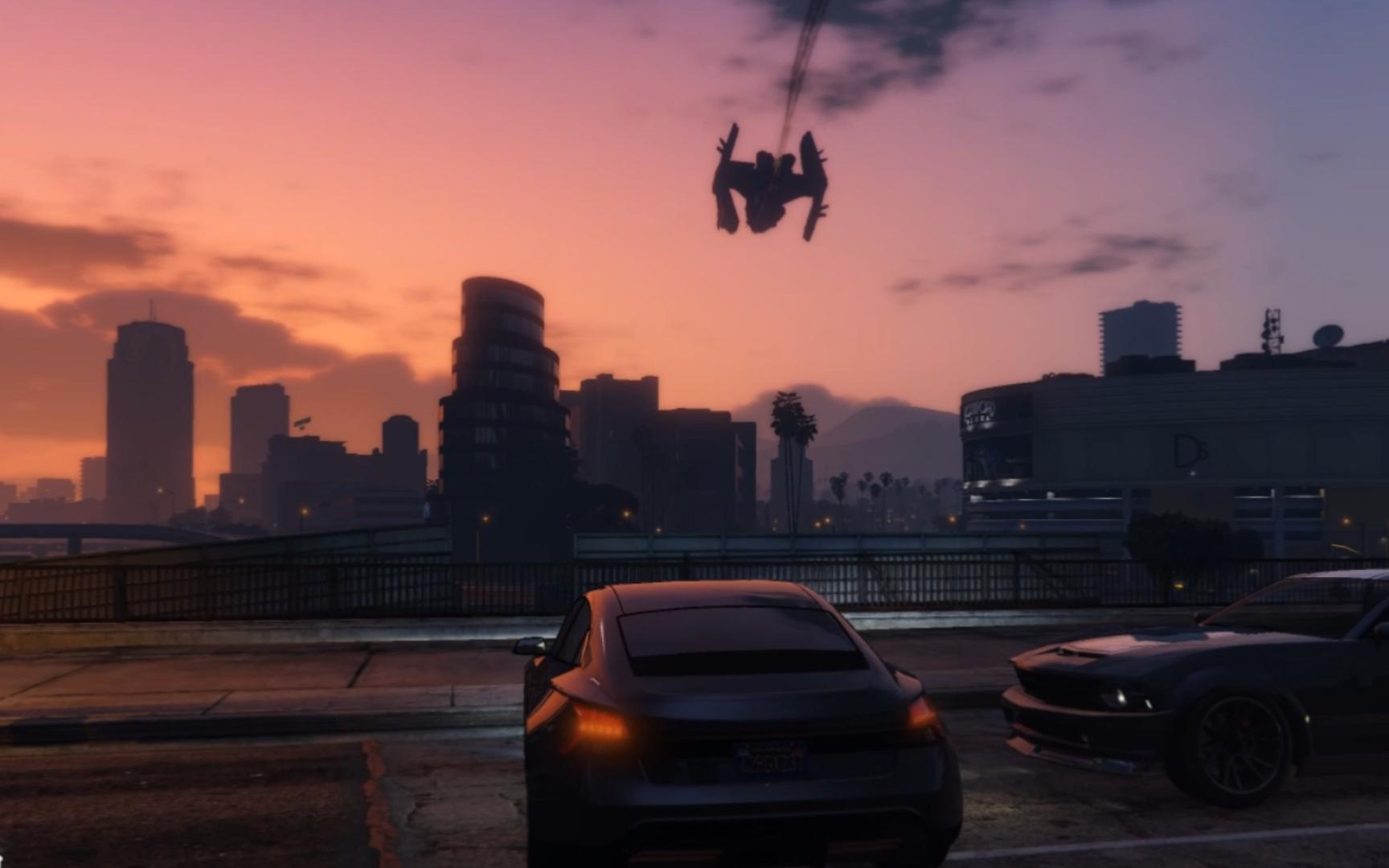 【gtaol】洛圣都市民在浪漫夕阳下看飞船坠落
