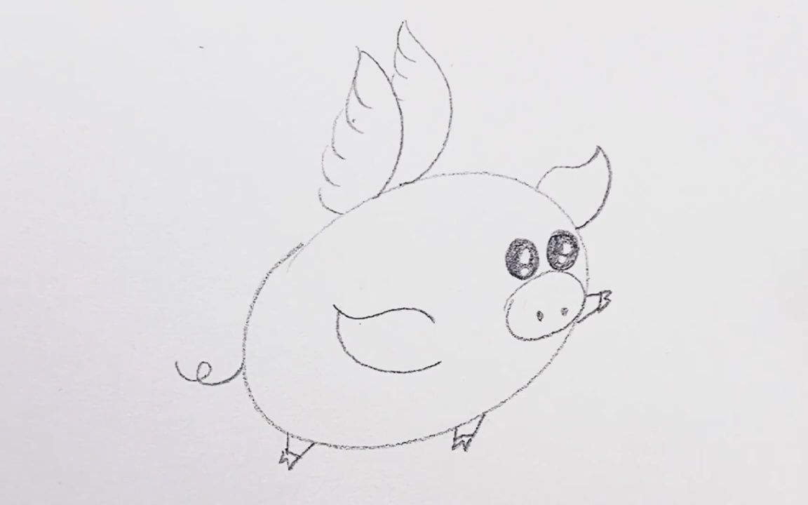 动物简笔画猪 铅笔画图片