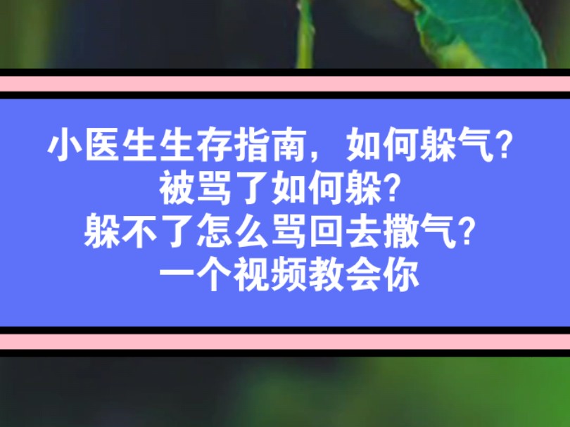 小医生生存指南,如何躲气?被骂了如何躲?躲不了怎么骂回去撒气?一个视频教会你哔哩哔哩bilibili