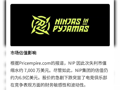 在NIP 02输给G2之后,NIP集团的股价经历了显著下跌.哔哩哔哩bilibili