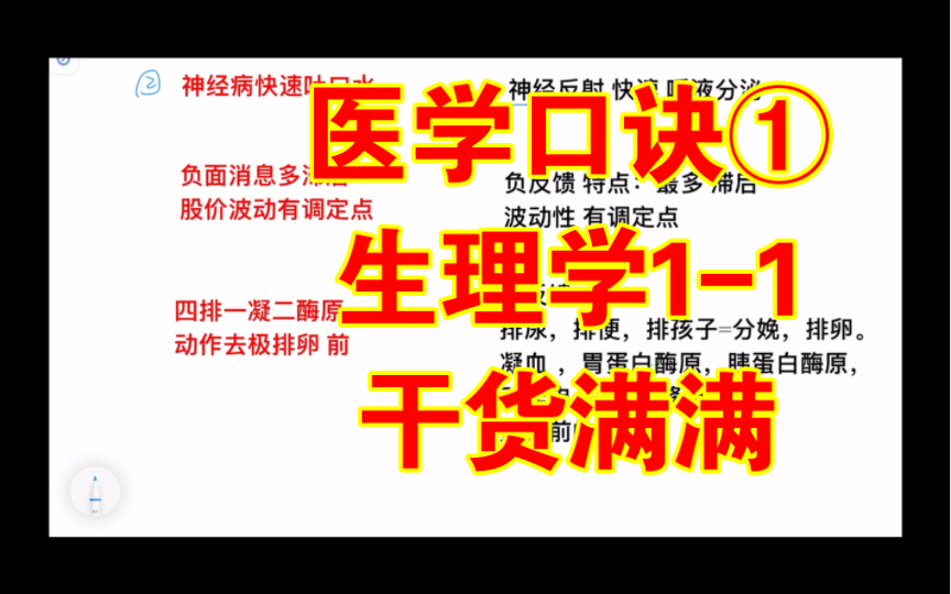 [图]【医学口诀】① 生理学绪论 医学考试