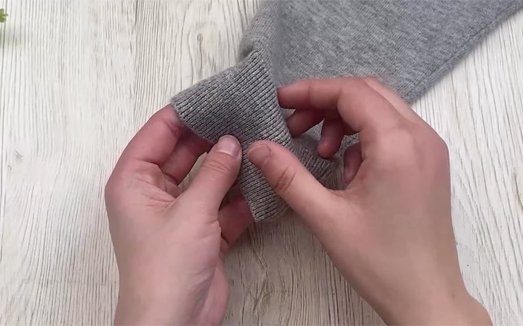 毛衣袖子长了?不拆不剪教你手工锁边针法改短,有弹力又板正好看
