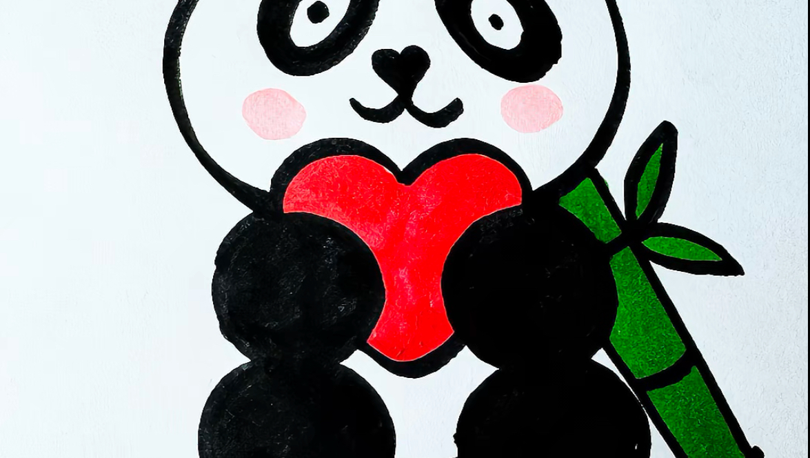 随便画两个8画熊猫,超级简单,赶快收藏学起来吧