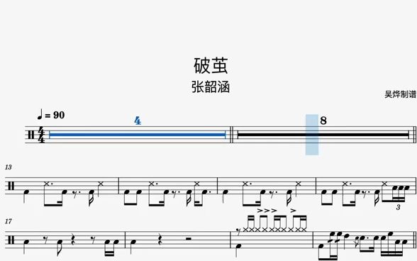 【樂手網】破繭 - 張韶涵架子鼓(動態鼓譜)演示
