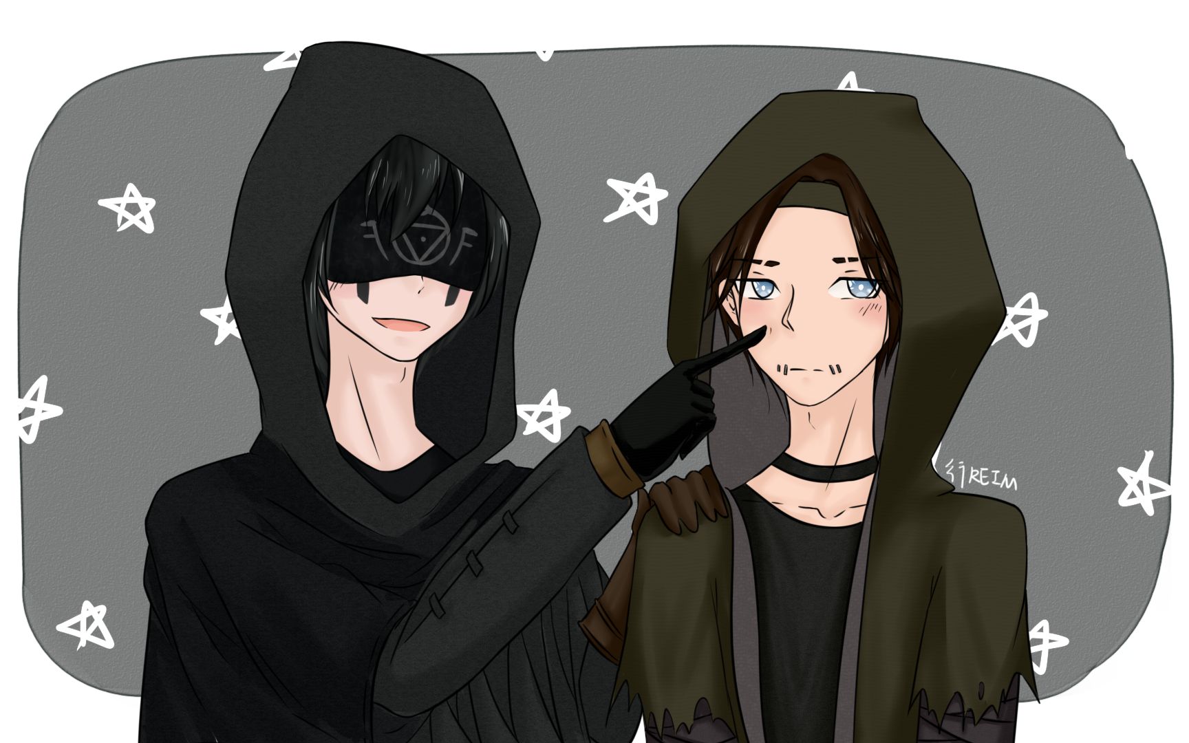 【板绘】兜帽组戳脸脸【第五人格】【占卜师x佣兵】_哔哩哔哩_bili