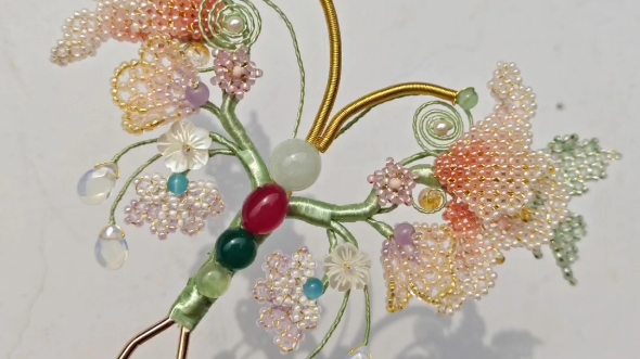 辑珠牡丹蝴蝶发簪_哔哩哔哩_bilibili