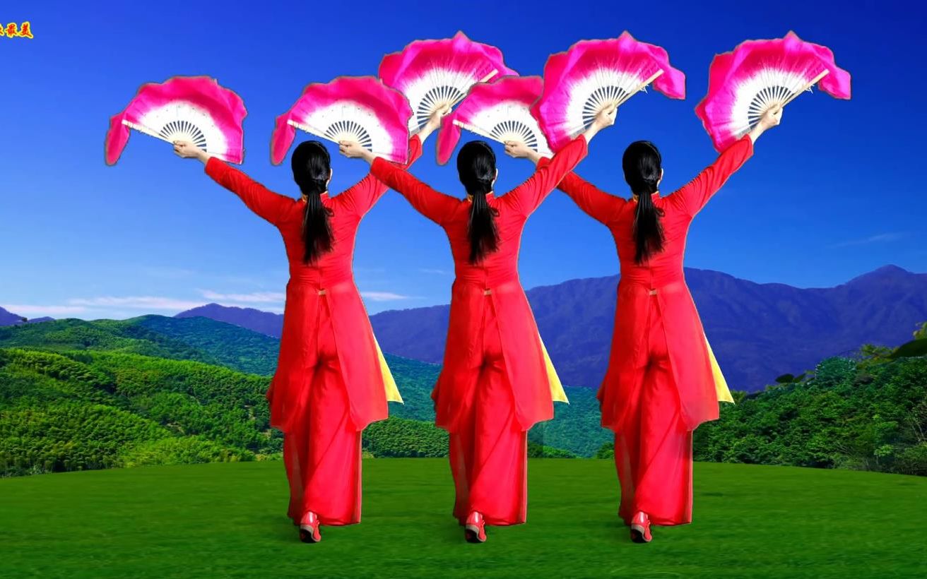 热门新版扇子舞《中国歌最美》特适合团队演出,背面演示