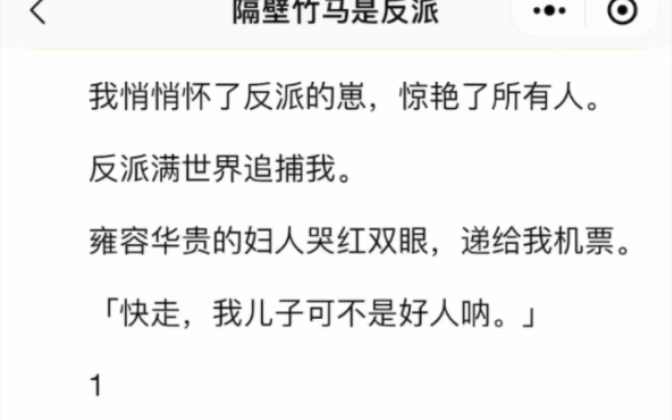 [图]完）我悄悄怀了 反派的崽，惊艳了所有人。反派满世界追捕我。雍容华贵的妇人哭红双眼，递给我机票。「快走，我儿子可不是好人呐。」