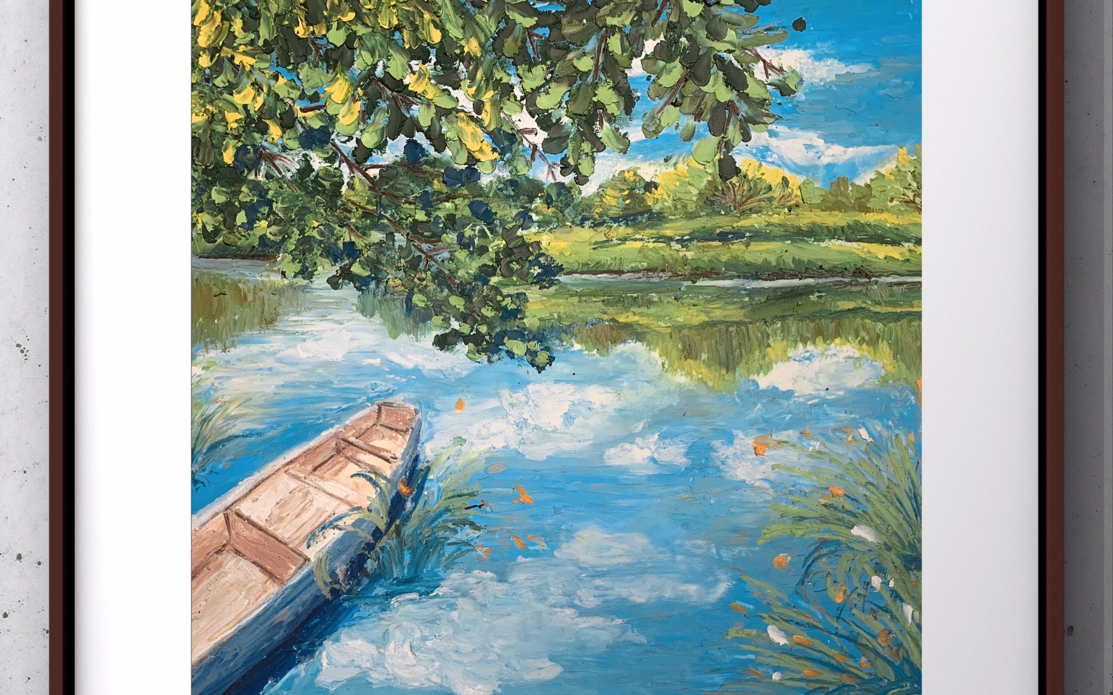 [油画棒]蓝天,白云,水面,倒影,视频教程,新手小白赶快来试试鸭