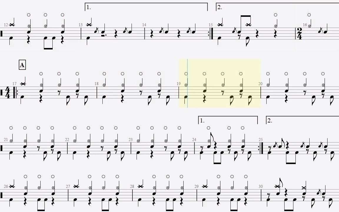 乐手网黑豹乐队别来纠缠我架子鼓动态鼓谱演示