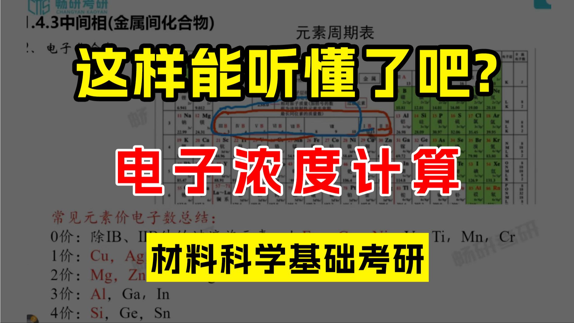 这样能听懂了吧?电子化合物的电子浓度计算,材科基考研难点哔哩哔哩bilibili