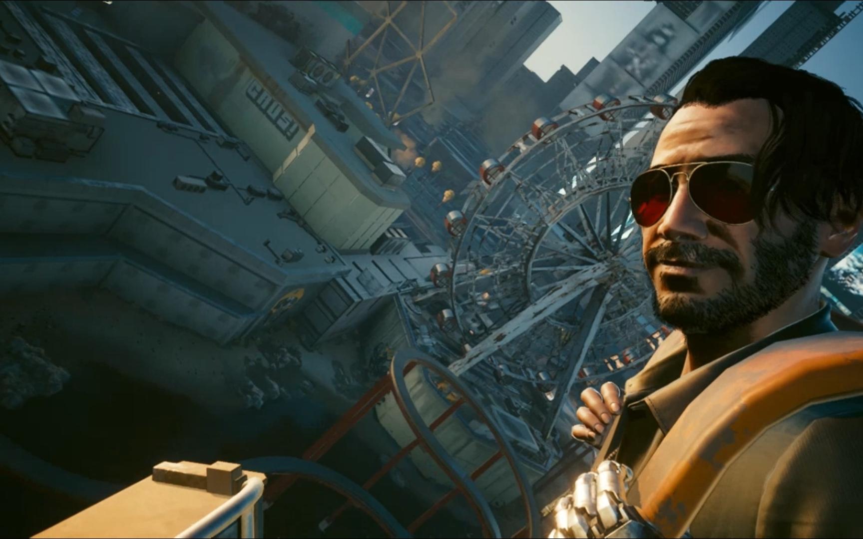 赛博朋克2077太平洲大帝国商场游乐园修复游乐园过山车并与强尼银手一