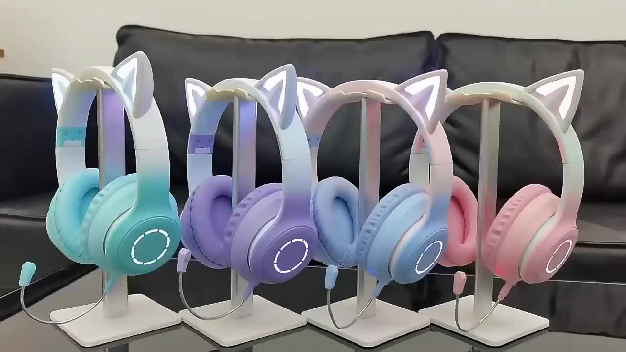 跨境2023新款bt029c猫耳发光游戏电竞主播头戴式耳机无线蓝牙潮机()