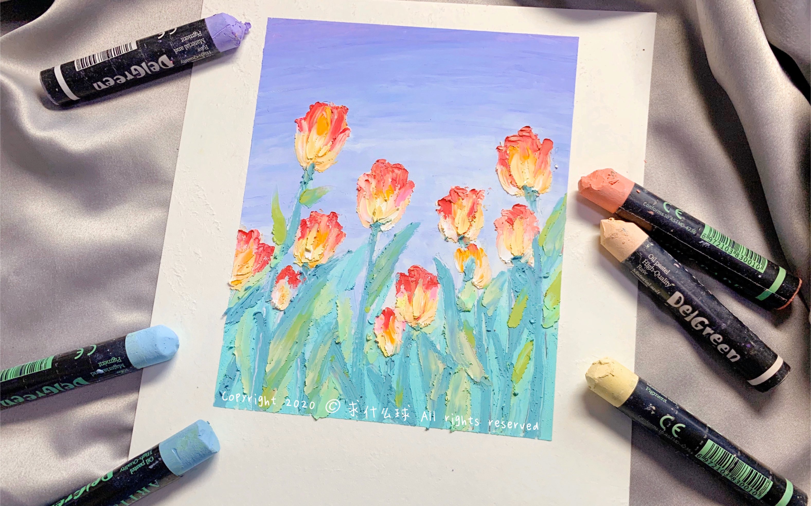 【油画棒】梦幻郁金香花田