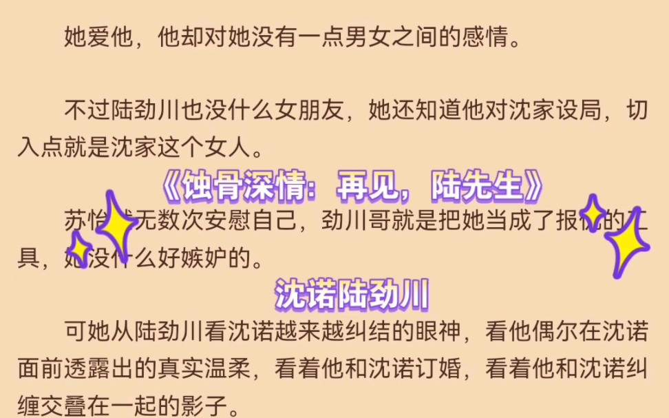 [图]热推言情小说《蚀骨深情：再见，陆先生》沈诺陆劲川全文推荐阅读