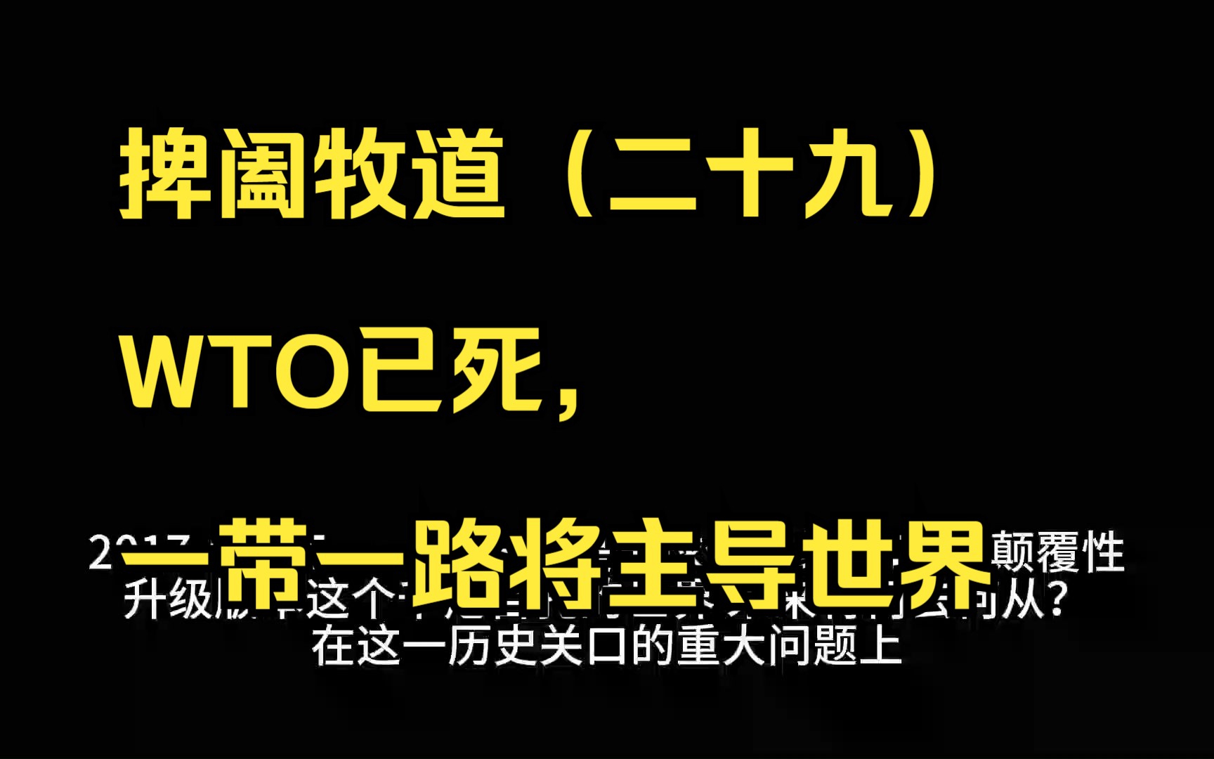 捭阖牧道(二十九)WTO已死,一带一路将主导世界哔哩哔哩bilibili