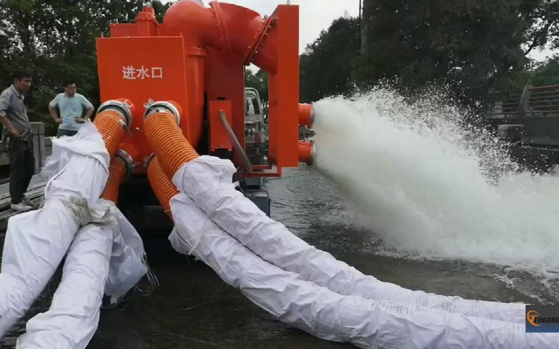 移动防汛无堵塞柴油机排污泵 2000立方排水泵车试机