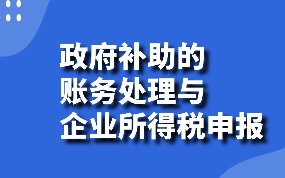 会计实务:政府补助财税处理账务处理与企业所得税申报(不征税收入和征税收入)哔哩哔哩bilibili