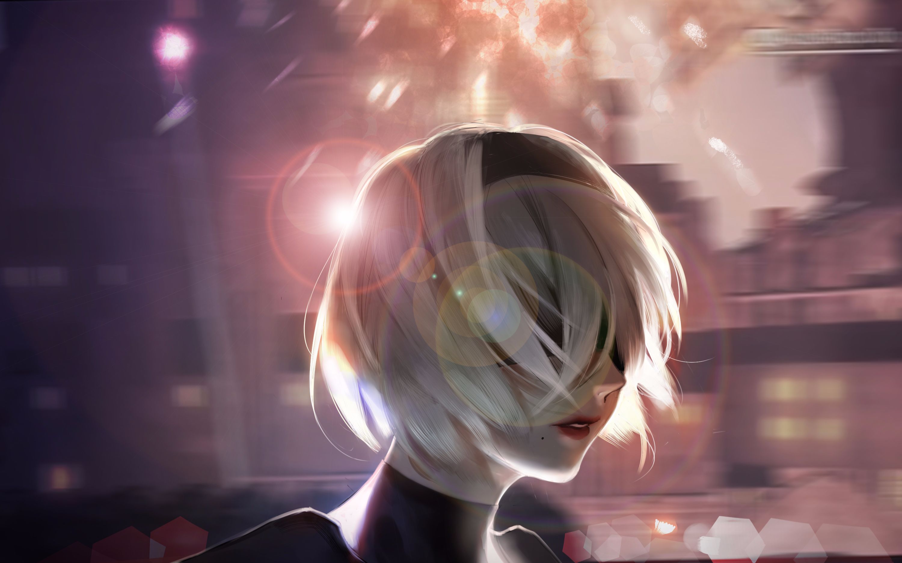 【板绘厚涂】烟火下发光的2b小姐姐.美到令人窒息【遊園施設】