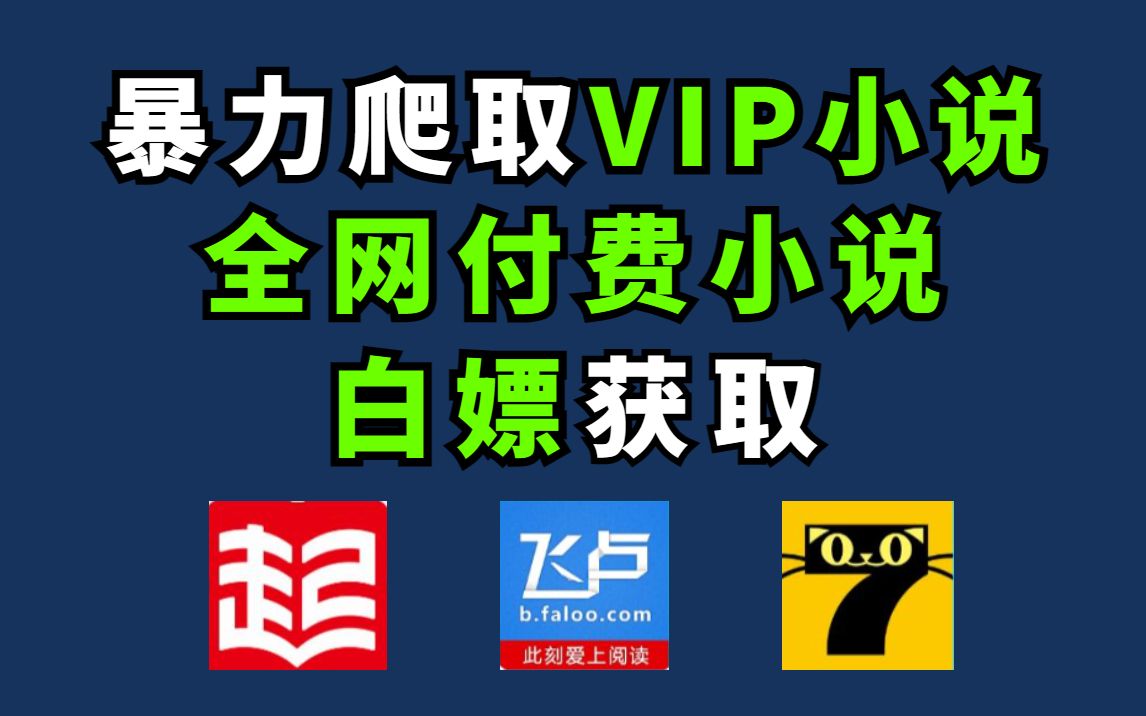 [图]【Python爬取】用Python白嫖付费小说!起点、飞卢各平台VIP小说免费获取！拒绝付费，用Python看小说，从此实现小说自由！