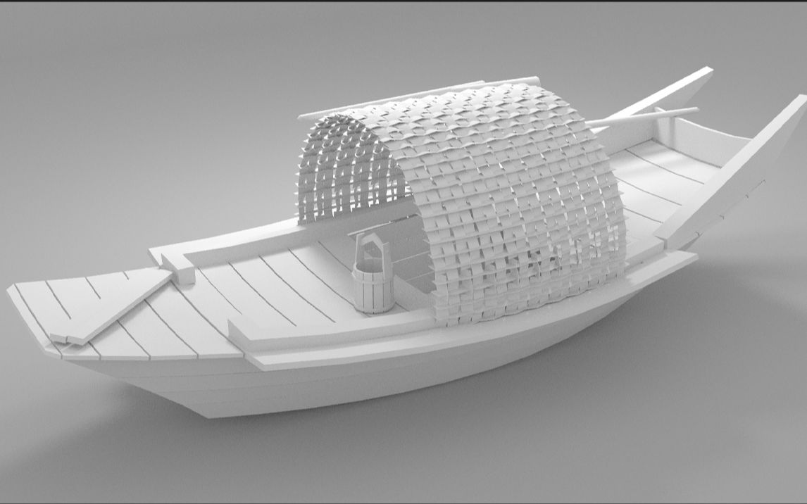 3dmax建模 风格化创意手搓模型案例~ 教你如何实现从box制作撒网船