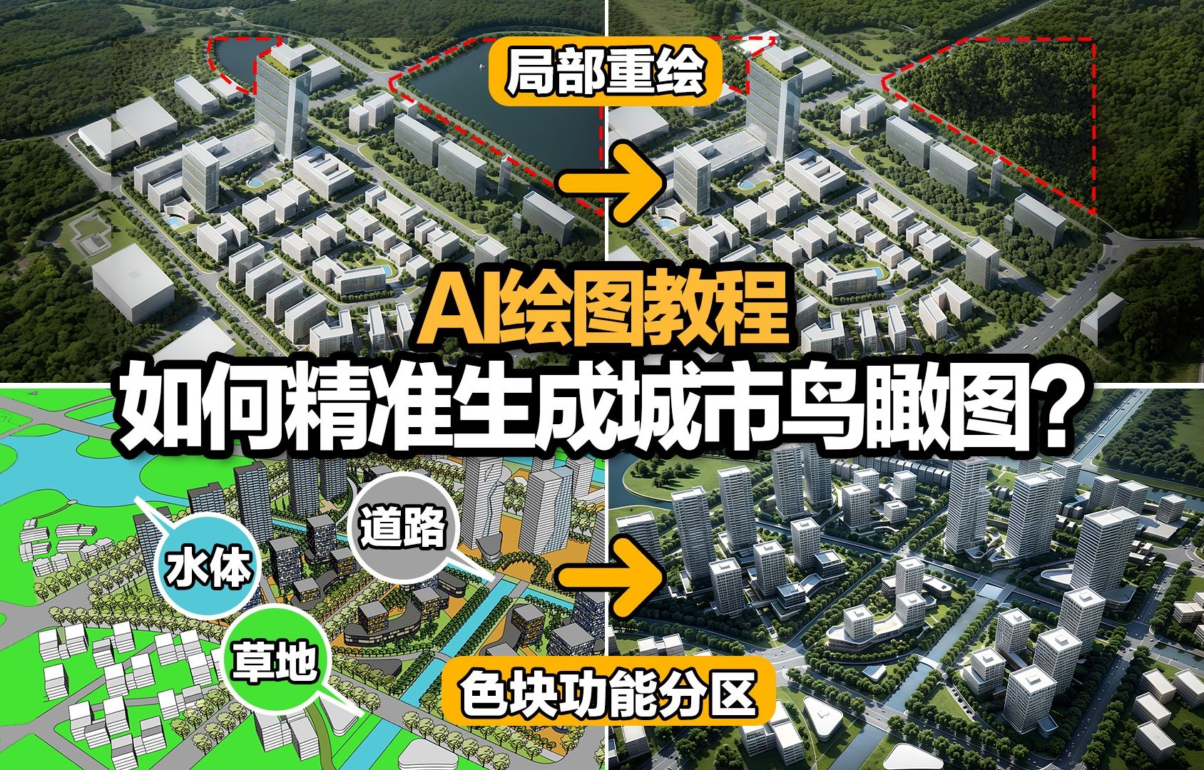 AI绘图教程 | 如何精准生成城市鸟瞰效果图?哔哩哔哩bilibili