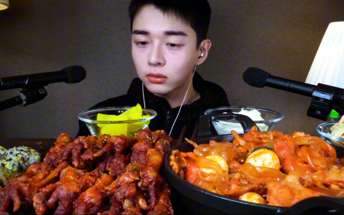 【chansori吃播】香辣郁金香凤爪,红烧蜂蜜粉条,蒸蛋羹,紫菜萝卜饭团