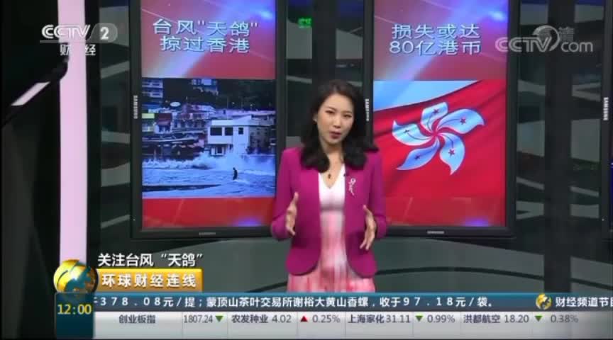 [图]CCTV2环球财经连线台风天鸽香港经济损失或达80亿元